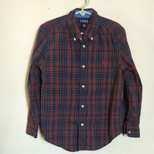 3 for $10 Bundle Sale! Chaps Red & Green Plaid Button-Down Shirt Cotton Size 7